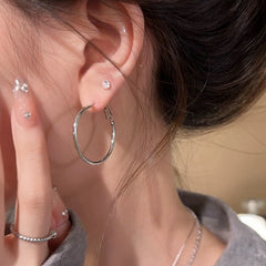 S925 Sterling Silver Needle Chunky Hoop Earrings - 18K Gold Plated Exaggerated Large Circle Hoops - High-End Geometric Minimalist Statement Jewelry