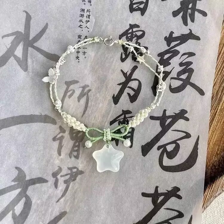 Iris Purple Butterfly String Bracelet – Hand-Woven Flower & Butterfly Charm, Sweet Niche Design High-Value Gift for Women