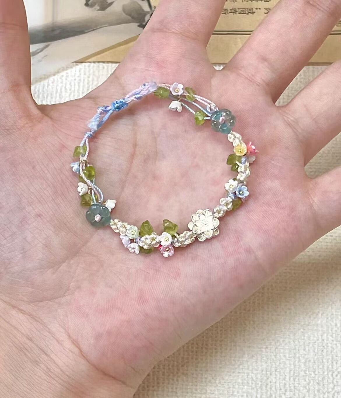 Iris Purple Butterfly String Bracelet – Hand-Woven Flower & Butterfly Charm, Sweet Niche Design High-Value Gift for Women