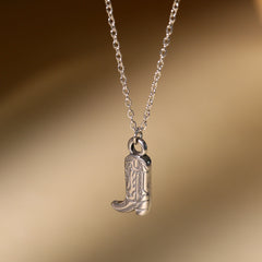 Retro Western Cowboy Boots Necklace – Stainless Steel Punk Style Pendant, Waterproof 18K Gold Plated Cowgirl Jewelry for Wholesale