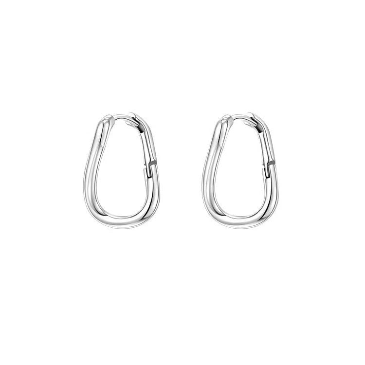 S925 Sterling Silver Irregular Hoop Earrings - Minimalist High-End Abstract Studs for Women