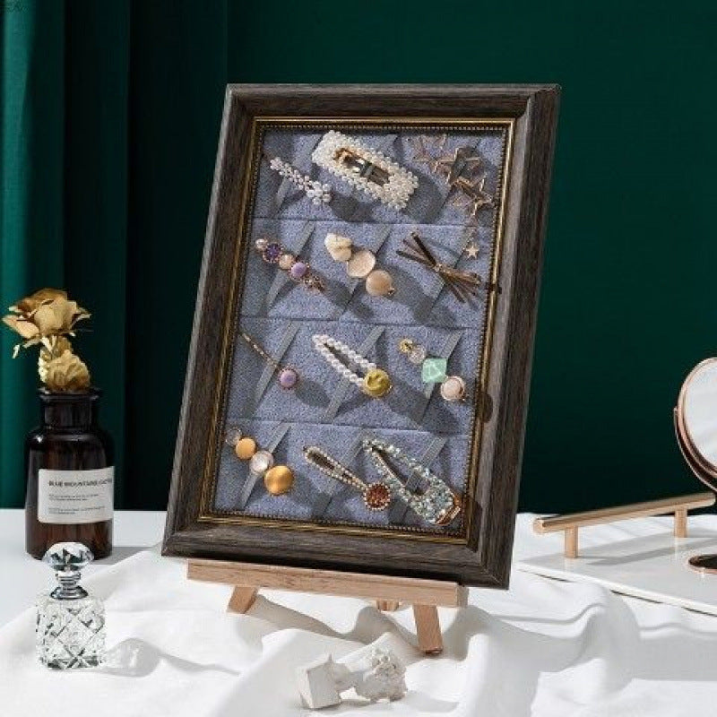 Wall-Mounted Jewelry & Hairpin Display Board - Multi-Functional Headwear Organizer Frame - Aesthetic Earring, Necklace, and Hair Accessory Storage Rack for Home Decor