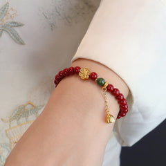New Chinese Style Lotus Transfer Bead Bracelet – 18K Gold Plated National Trend Retro Flower Bracelet, Light Luxury Niche Hand Jewelry for Women