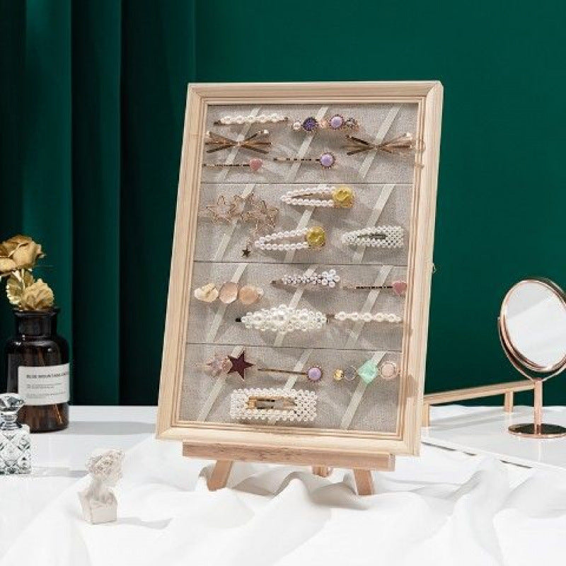 Wall-Mounted Jewelry & Hairpin Display Board - Multi-Functional Headwear Organizer Frame - Aesthetic Earring, Necklace, and Hair Accessory Storage Rack for Home Decor