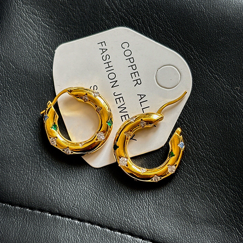 18K Gold Plated Thick Hoop Earrings - Chunky Bold Geometric Huggies for Women