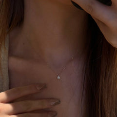 Minimalist Water Drop Pendant Necklace – 18K Gold Plated Stainless Steel Thin Clavicle Chain for Women