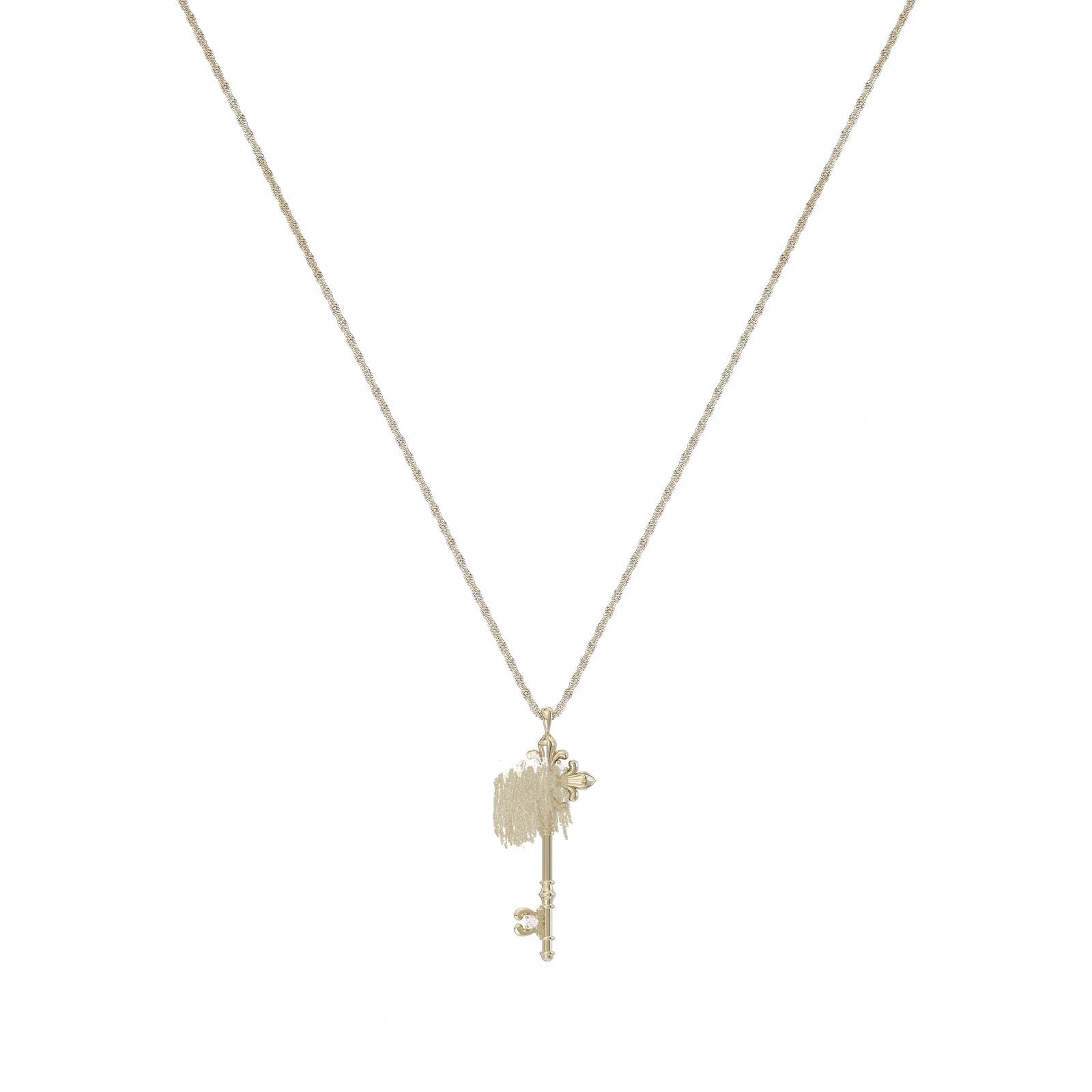 Retro Iris Key Pendant Necklace – 18K Gold Plated Light Luxury Clavicle Chain, Versatile Niche Design Long Sweater Chain for Women