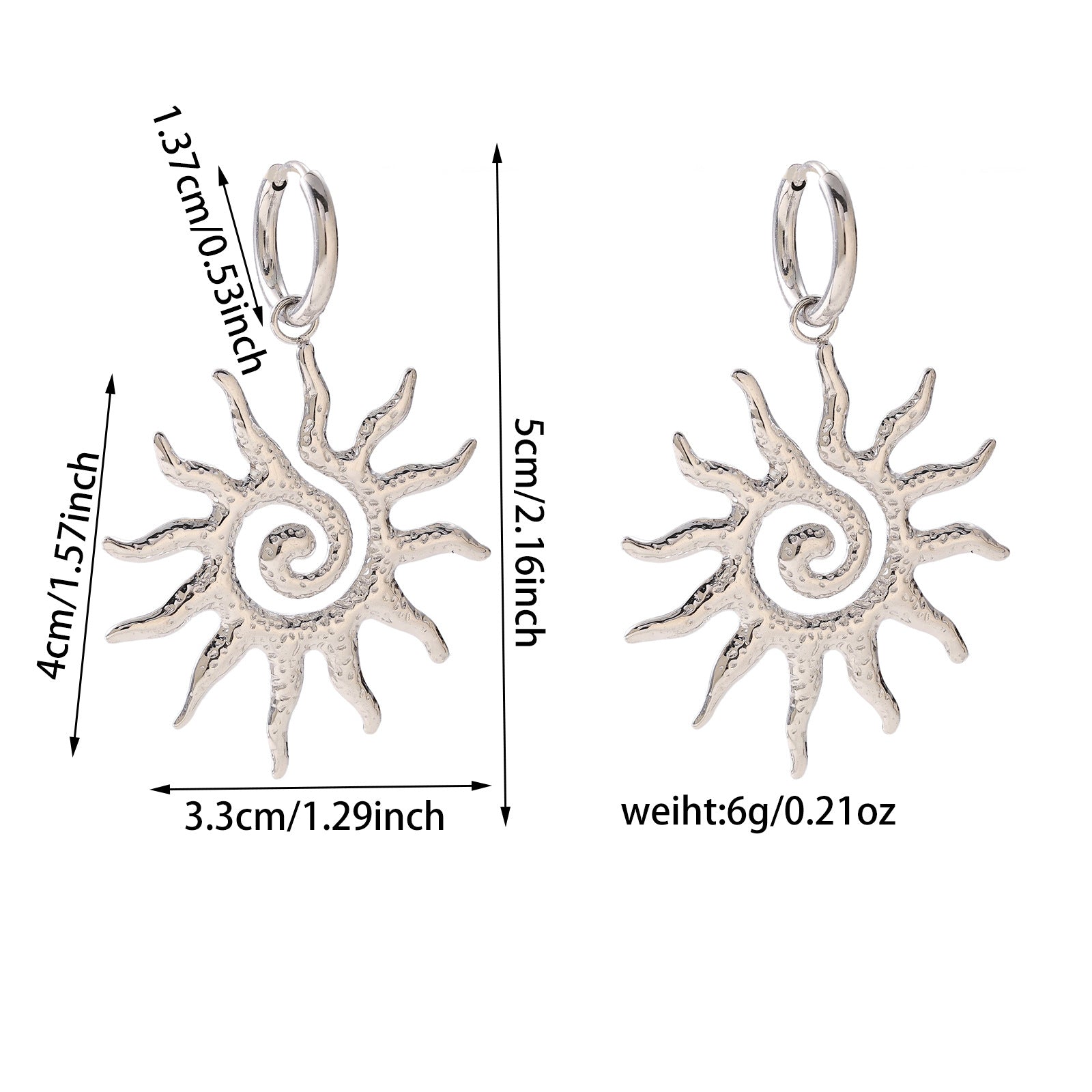 Celestial Sun Diamond Stud Earrings - 18K Gold Plated Titanium Steel Cosmic Energy Jewelry - Tarnish-Proof Zircon Sunburst Earrings for Women