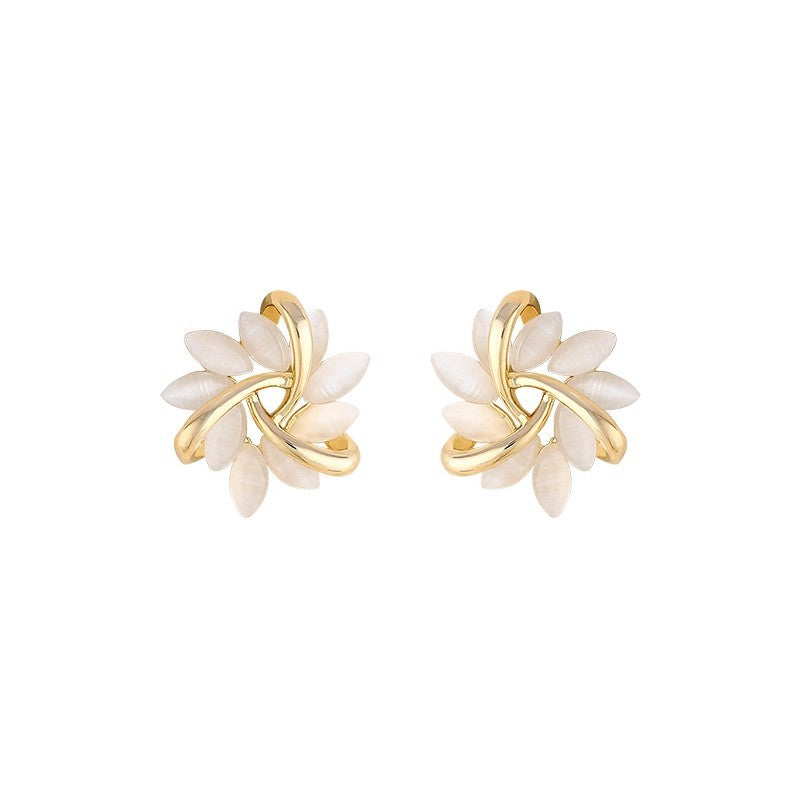 High-End Cat'S Eye Stone Sunflower Earrings 2026 New Trendy Earrings For Women Simple And Exquisite Temperament Internet Celebrity Earrings