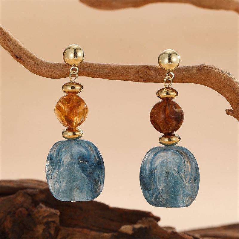 French-Style Clear Acrylic Pendant Earrings - Minimalist Geometric Dangle Earrings for Women