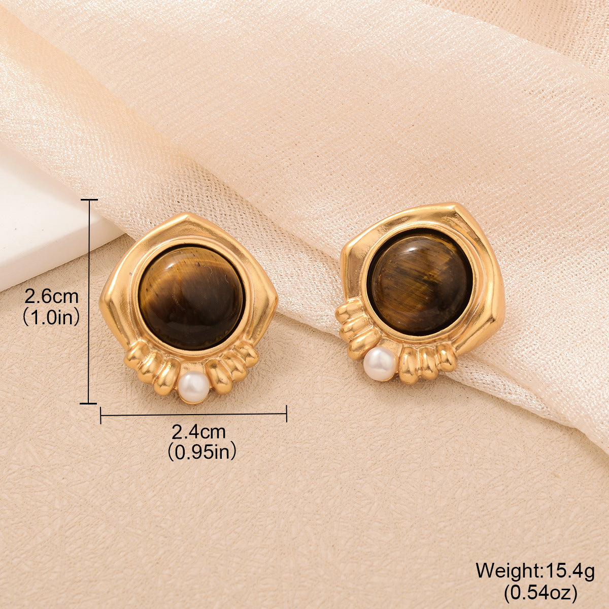 Natural Tiger Eye Drop Earrings - S925 Silver Needle Maillard Style Retro Lever-Back Earrings for Women