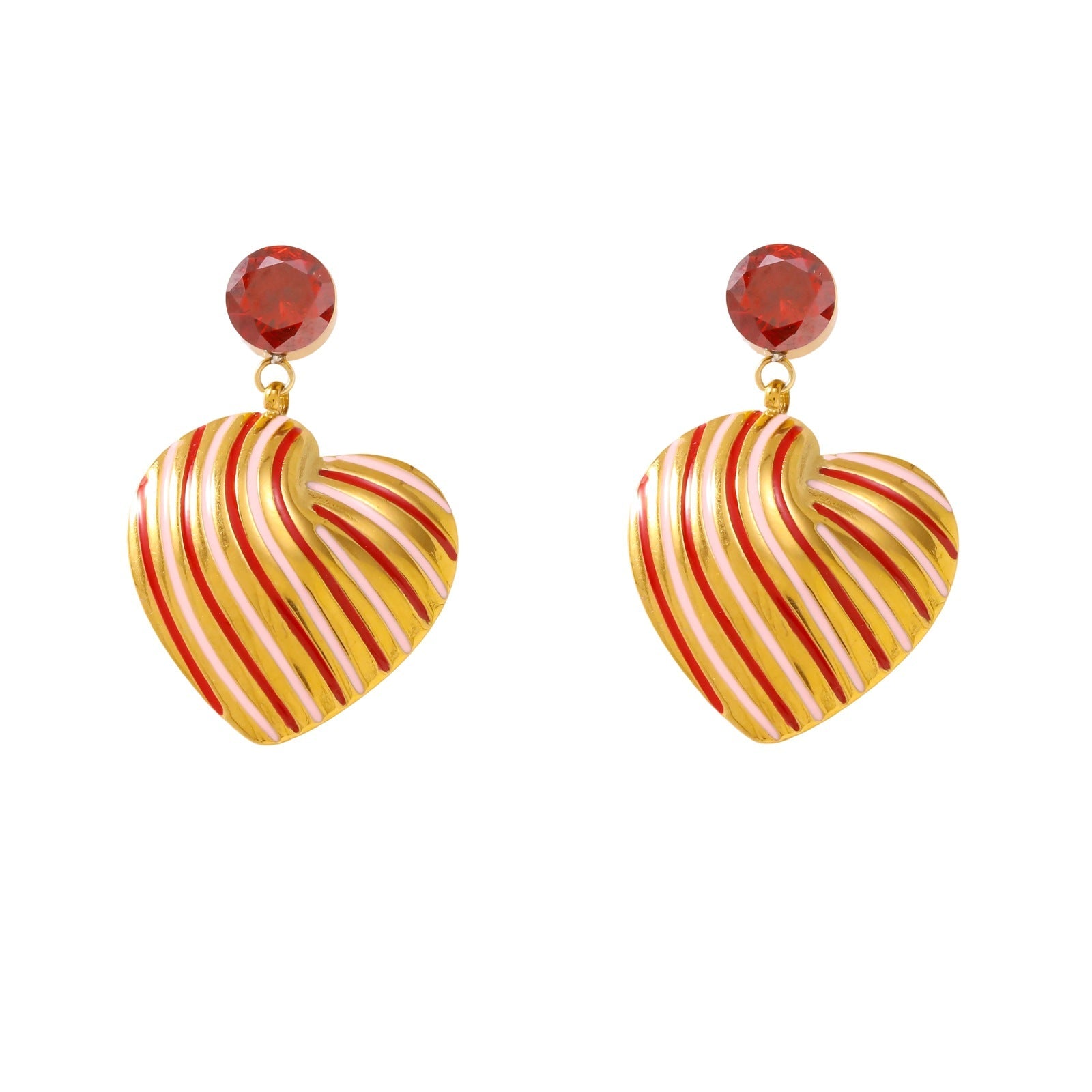 Stainless Steel Green Charm Hoop Earrings - 18K Gold Plated Sun, Heart & Rose Dangle Earrings for Women