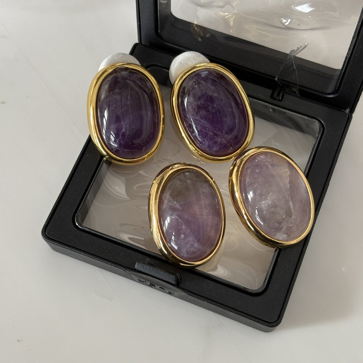 Natural Amethyst Drop Earrings in S925 Sterling Silver - Vintage Oval Purple Crystal Dangles for Women
