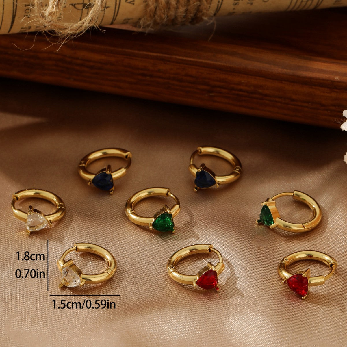 18K Gold Hollow Inverted Triangle Earrings - Geometric Zircon Leverback Hoops - Tarnish-Proof Titanium Steel Polygonal Earrings for Women