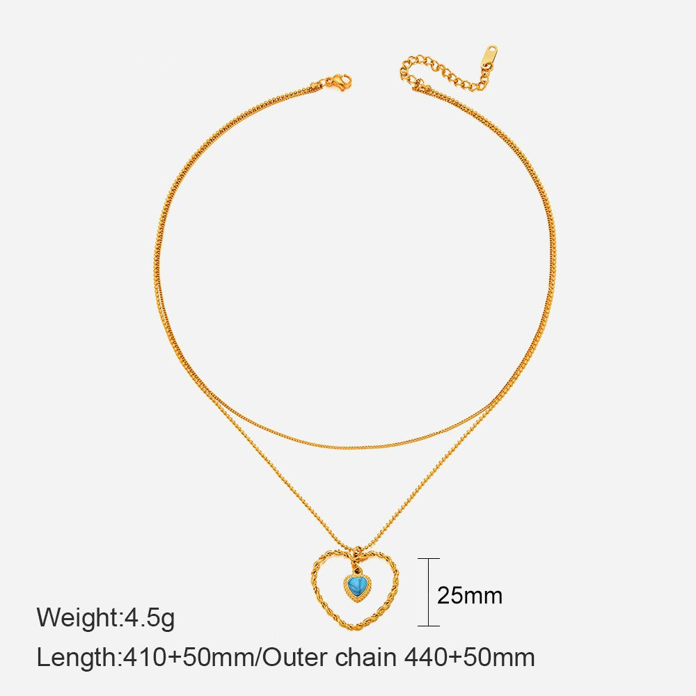 14K Gold Double-Layer Star Necklace – Stainless Steel Geometric Five-Pointed Star Pendant, Ins Style Niche Design Layered Clavicle Chain for Women