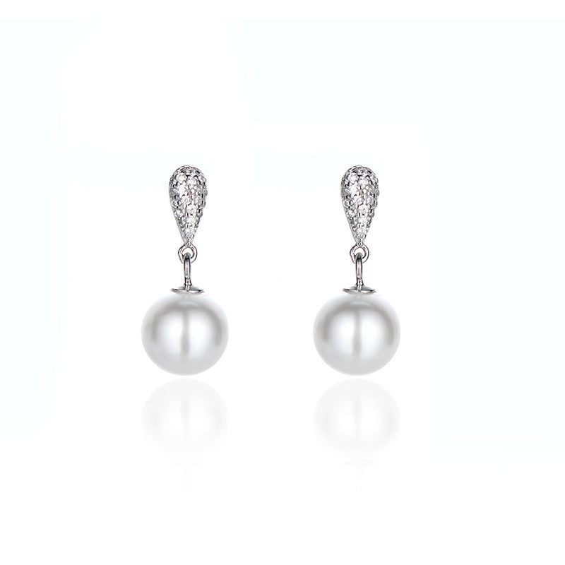 S925 Sterling Silver Water Drop Pearl Earrings - Vintage-Inspired Micro-Pave Zirconia Dangle Studs - Hypoallergenic Elegant Jewelry for Women