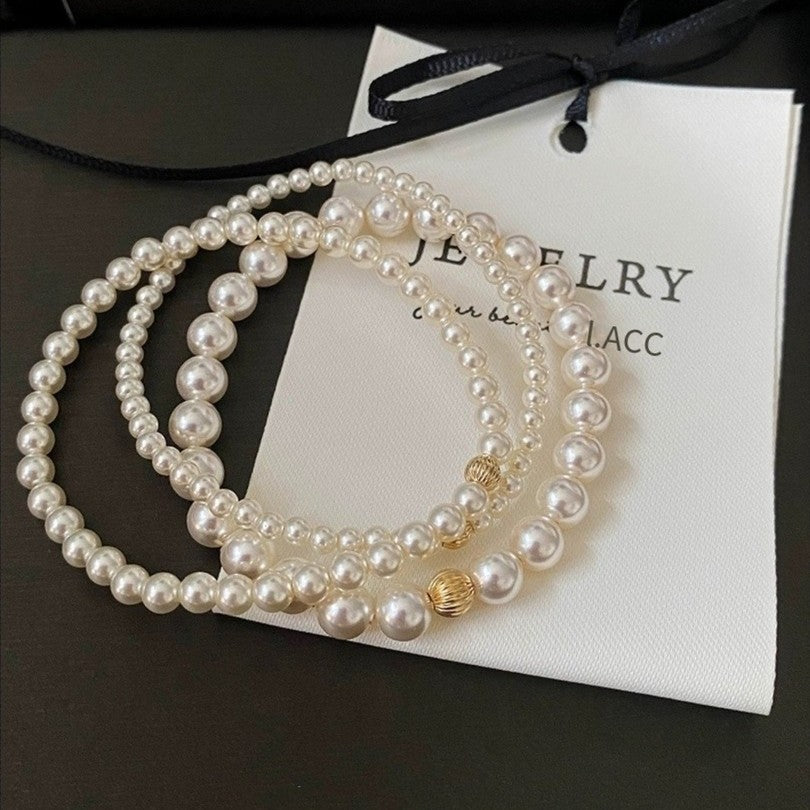 18K Gold Plated Transfer Bead Bracelet – Minimalist French Light Luxury Design, Niche Temperament Hand Jewelry for Women