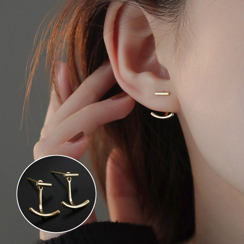 French Retro Gold Hoop Earrings - S925 Silver Needle Minimalist Thick Hoops - 18K Gold Plated Niche Design High-End Earrings for Women