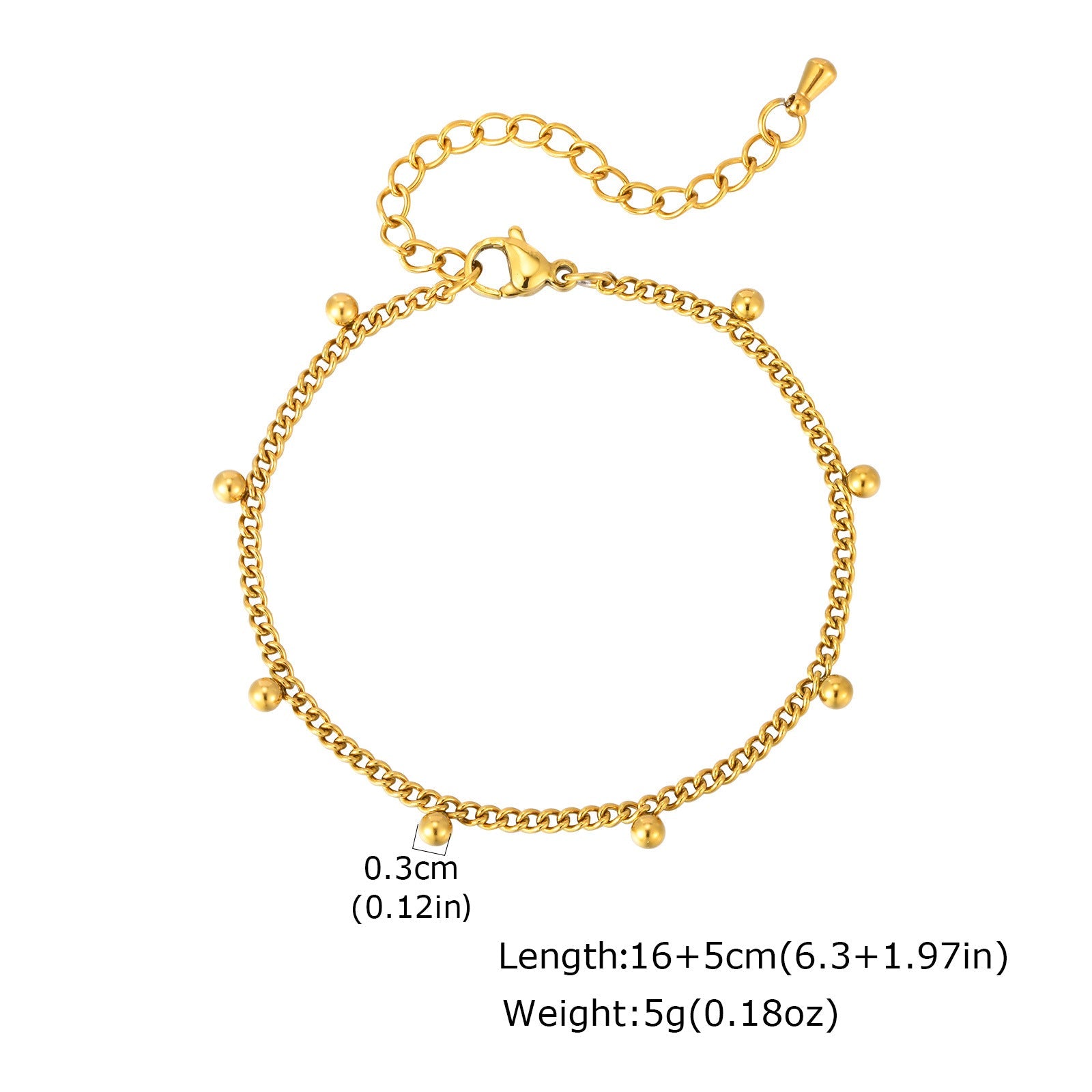 Minimalist Stainless Steel Link Bracelet – Waterproof 18K Gold Plated Basic Chain, Versatile Stackable Hand Jewelry for Women by Huanmu