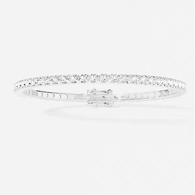 Minimalist Pave Diamond Link Bracelet – 18K Rose Gold & White Gold Plated Jewelry, Elegant Simple Chain Bracelet, Fashionable Gift for Friends