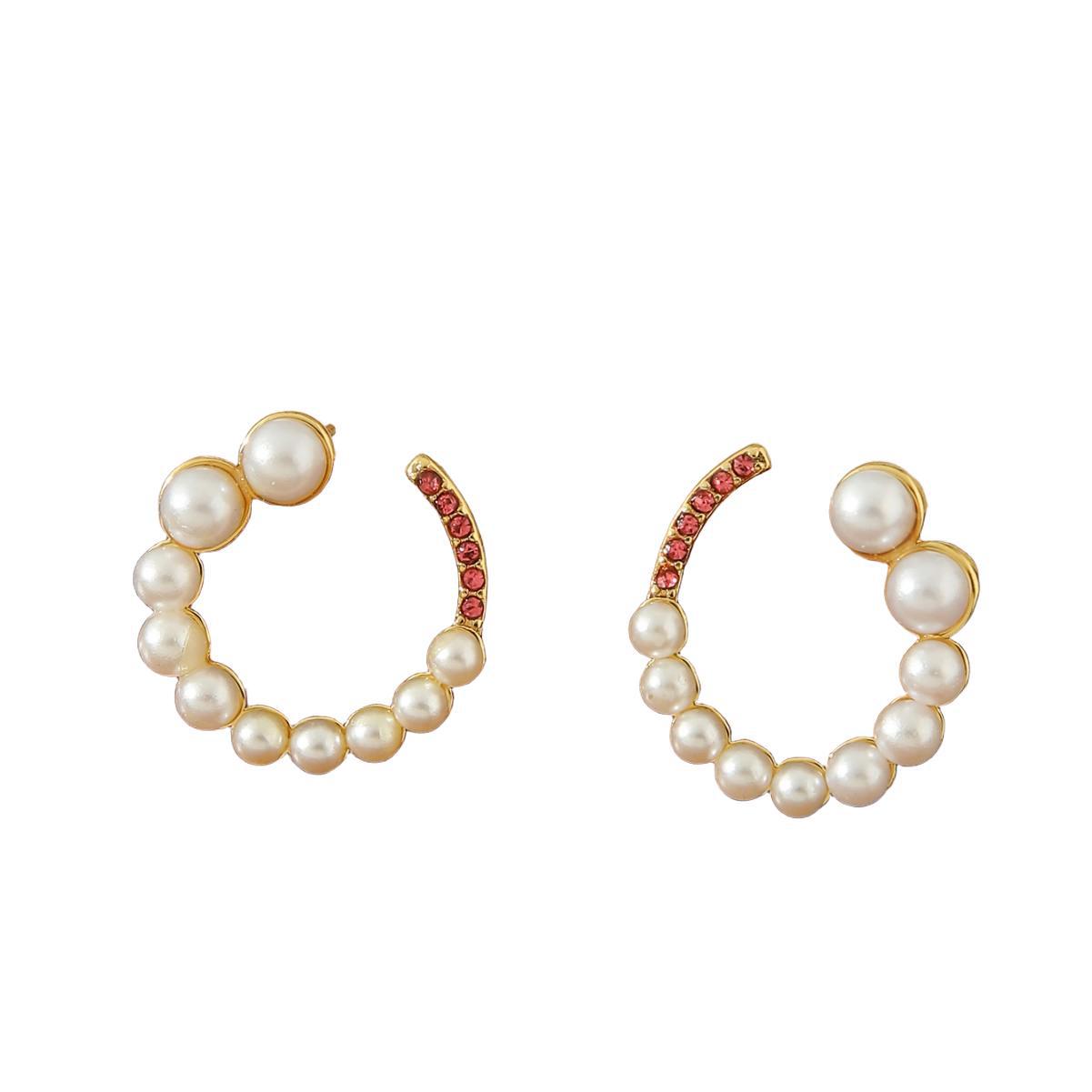 Retro Pearl Hoop Earrings - Korean Temperament Gold Hoops - Trendy Urban Style Pearl Earrings for Women - Aesthetic Fashion Jewelry