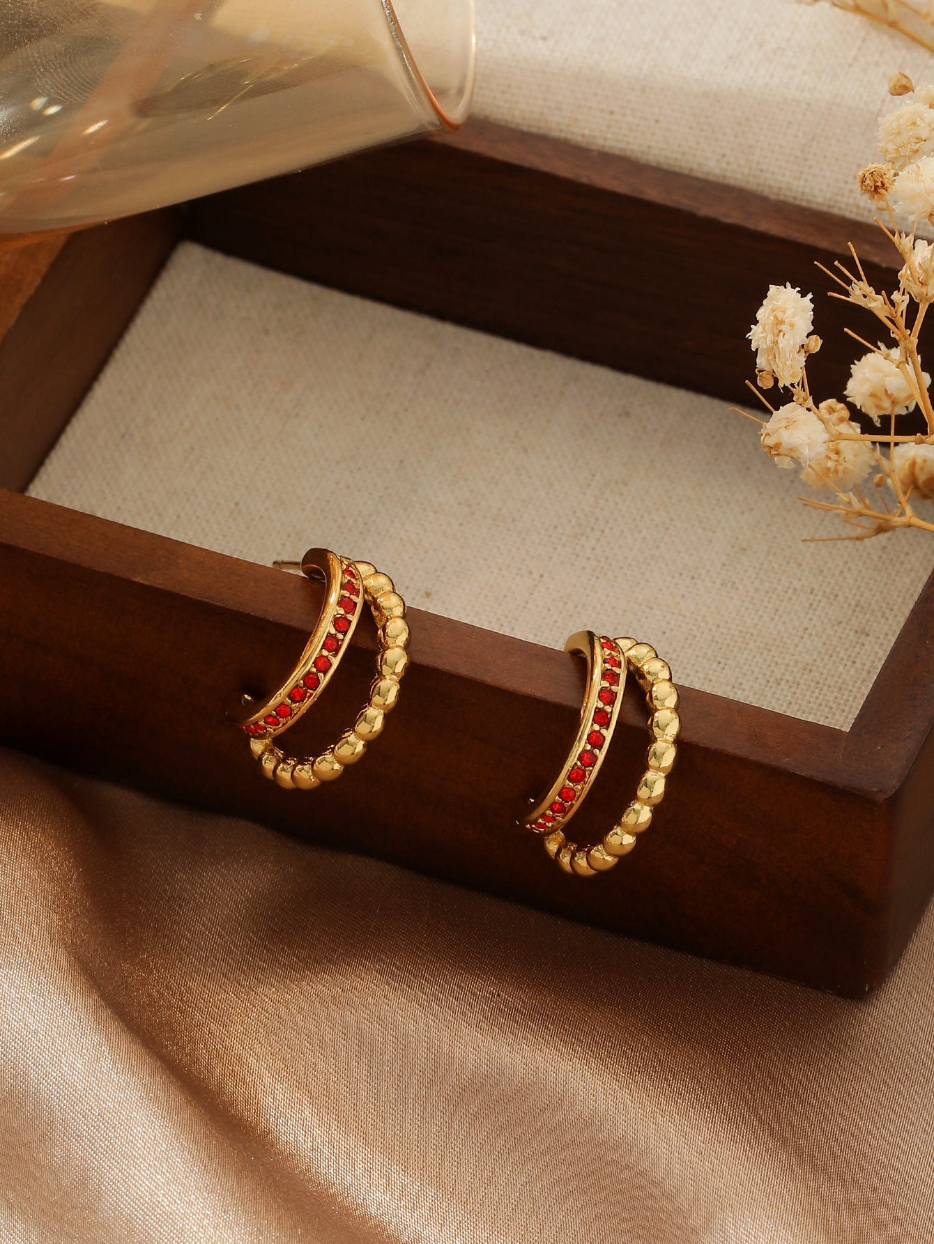 Double-Row Zircon C-Hoop Earrings - 18K Gold Plated 316L Stainless Steel - Tarnish-Proof Double-Row Diamond Titanium Hoops - Chic European Style