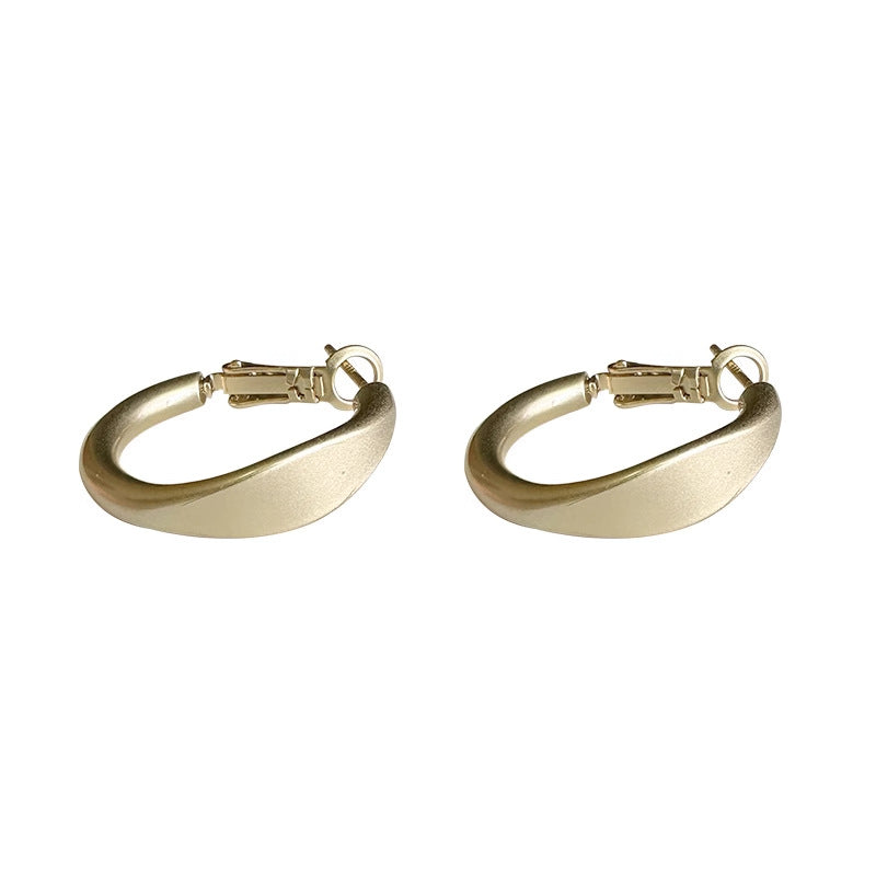 S925 Sterling Silver Geometric Stud Earrings - Matte Gold Finished Minimalist Jewelry for Women