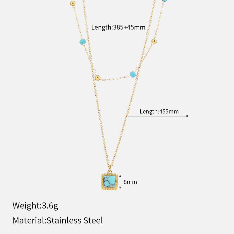 14K Gold Double-Layer Star Necklace – Stainless Steel Geometric Five-Pointed Star Pendant, Ins Style Niche Design Layered Clavicle Chain for Women