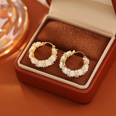 Rose Flower Stud Earrings with Sparkling Zircon - Romantic Pink Floral Earrings for Women & Girls