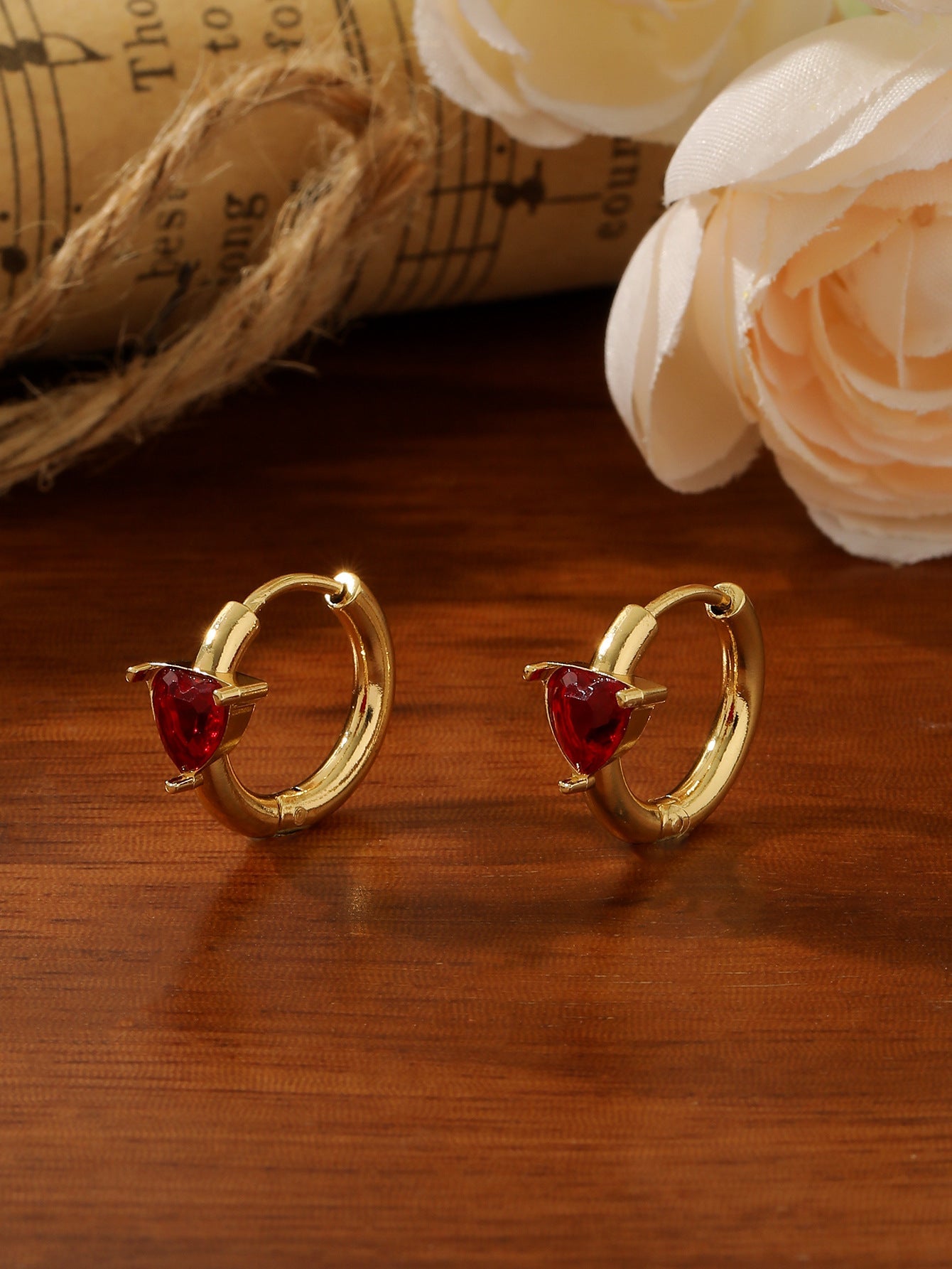 18K Gold Hollow Inverted Triangle Earrings - Geometric Zircon Leverback Hoops - Tarnish-Proof Titanium Steel Polygonal Earrings for Women