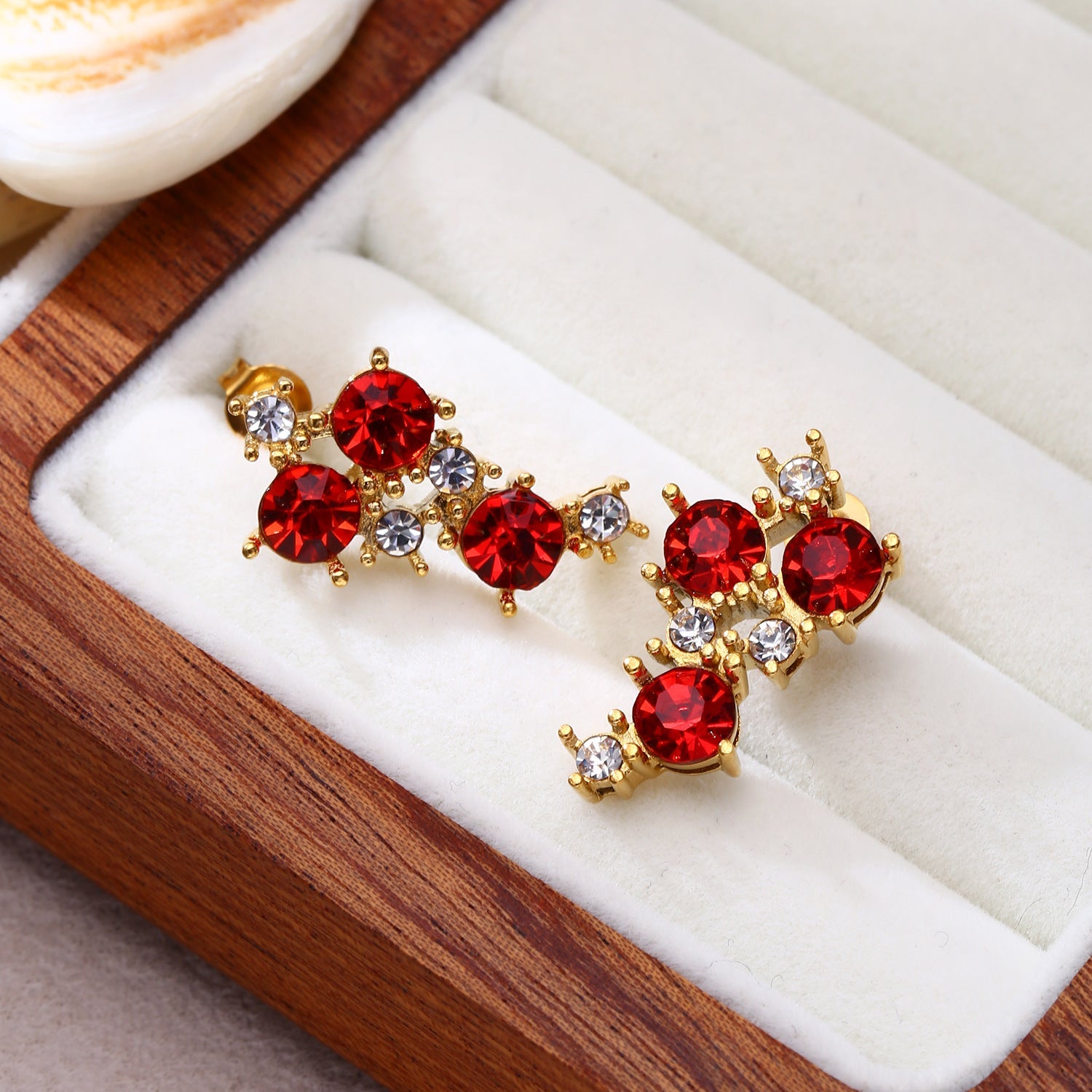 Red Cherry Earrings for Women - Niche 18K Gold Plated Titanium Steel Studs - Tarnish-Proof Hypoallergenic Light Luxury Jewelry