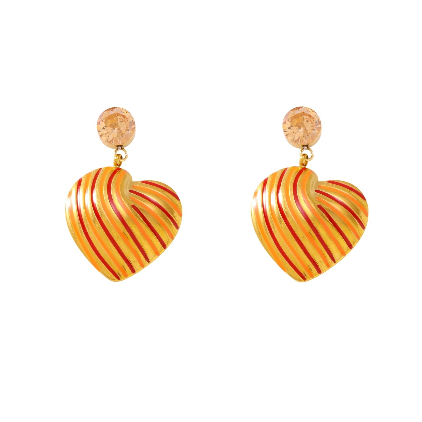 Stainless Steel Green Charm Hoop Earrings - 18K Gold Plated Sun, Heart & Rose Dangle Earrings for Women