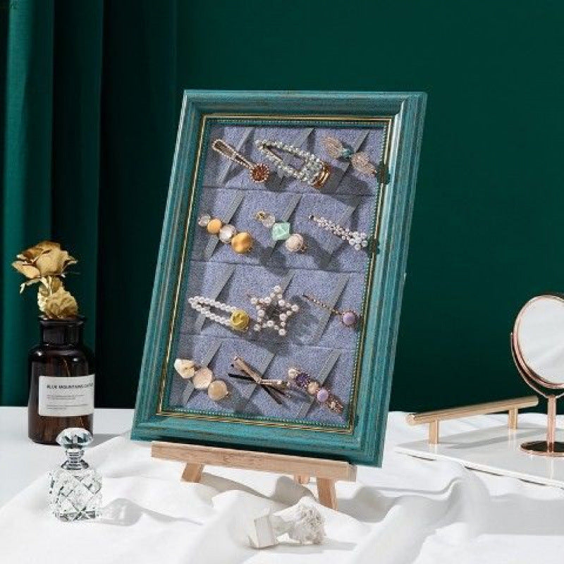 Wall-Mounted Jewelry & Hairpin Display Board - Multi-Functional Headwear Organizer Frame - Aesthetic Earring, Necklace, and Hair Accessory Storage Rack for Home Decor