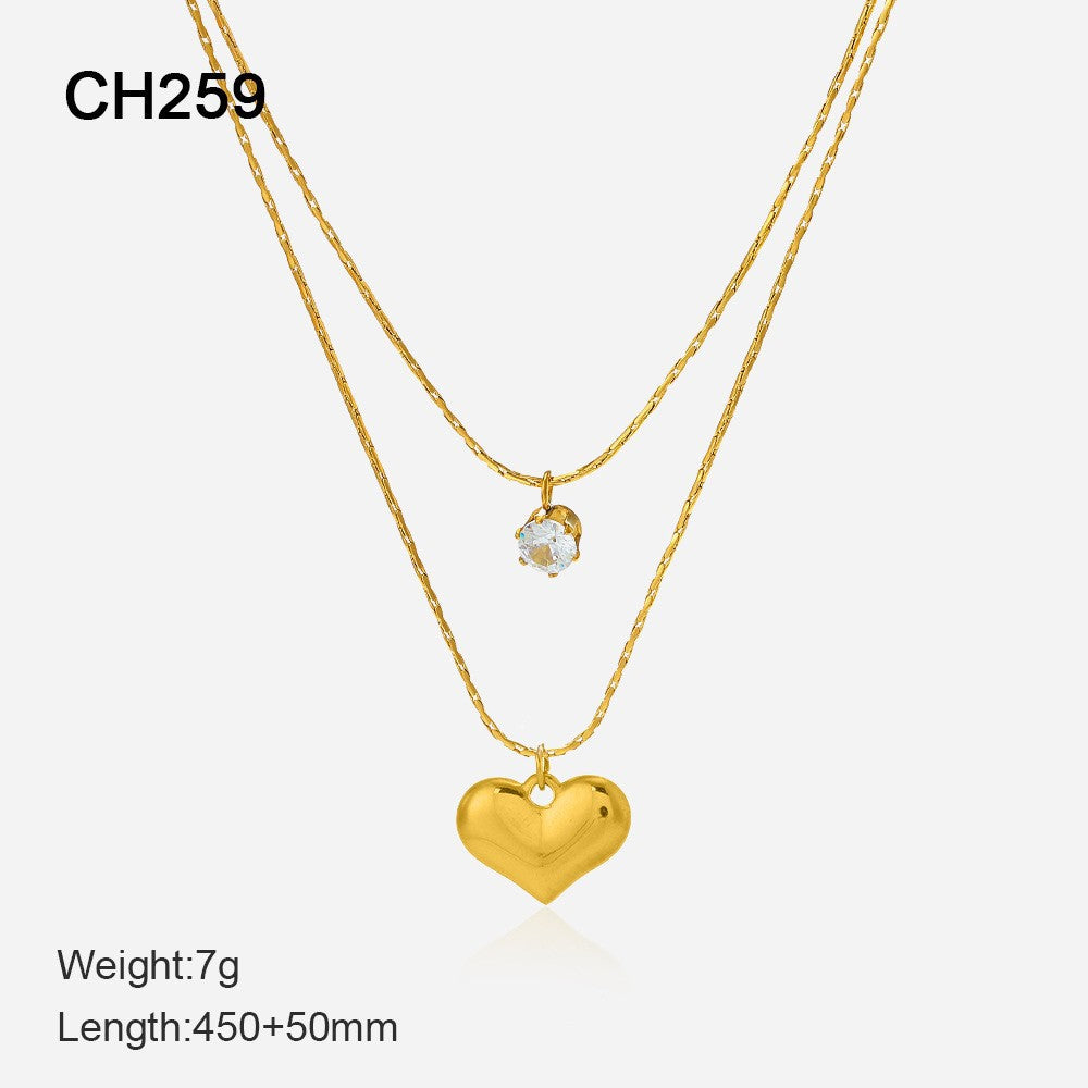 14K Gold Double-Layer Star Necklace – Stainless Steel Geometric Five-Pointed Star Pendant, Ins Style Niche Design Layered Clavicle Chain for Women