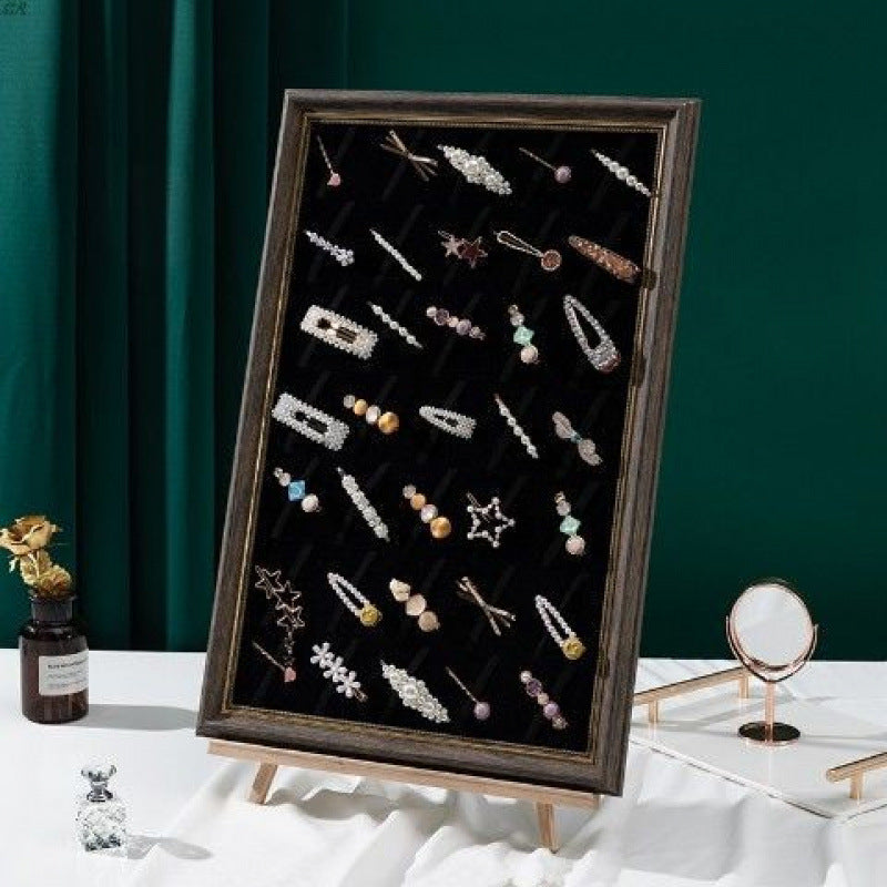 Wall-Mounted Jewelry & Hairpin Display Board - Multi-Functional Headwear Organizer Frame - Aesthetic Earring, Necklace, and Hair Accessory Storage Rack for Home Decor