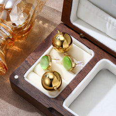 18K Gold Titanium Steel Ball Stud Earrings - Minimalist Zircon Pavé Round Earrings - Tarnish-Proof "Ins" Style Jewelry for Women