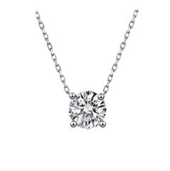 1ct Moissanite Solitaire Necklace – S925 Sterling Silver 4-Prong Pendant Clavicle Chain for Women