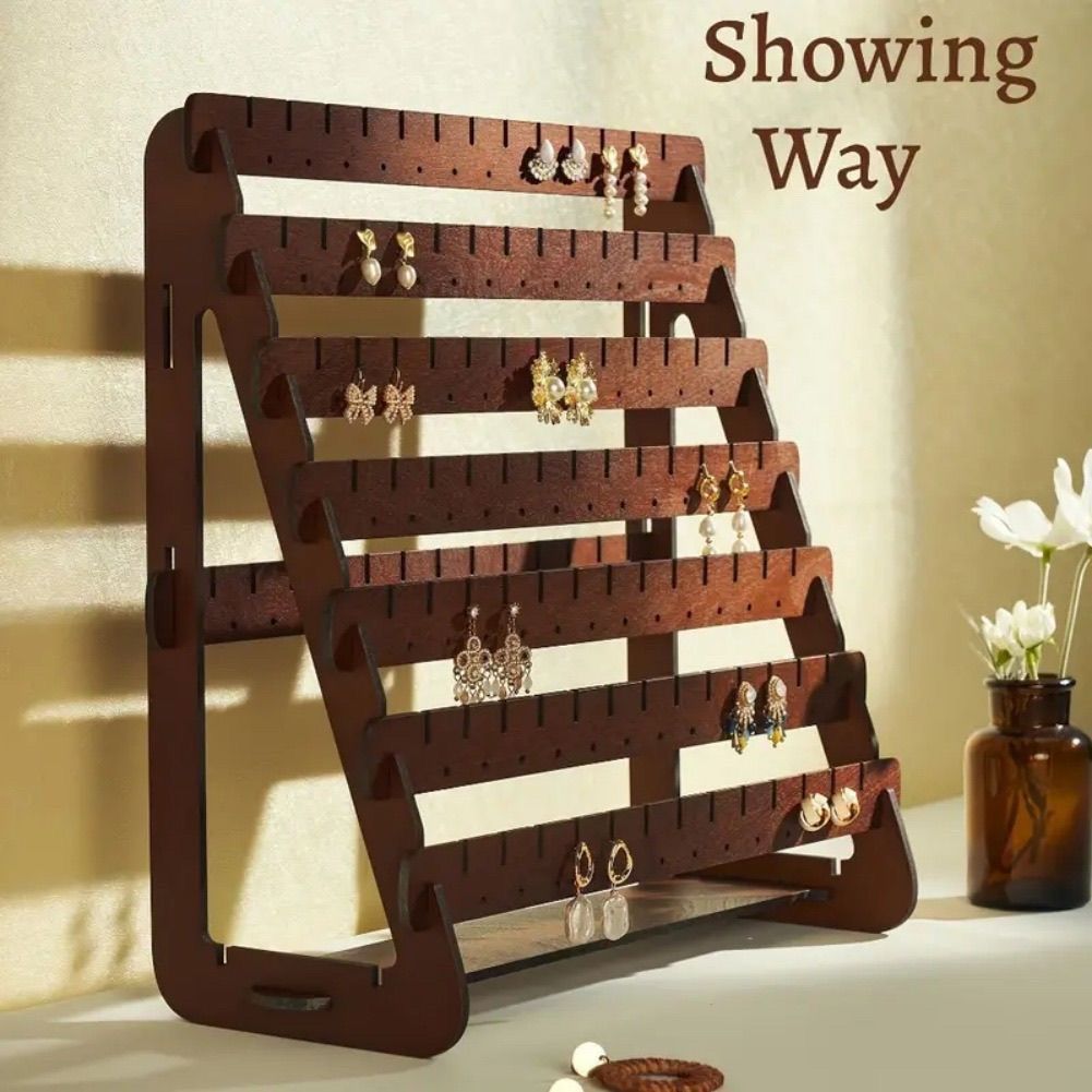 Solid Wood Multi-Functional Jewelry Display Rack - Professional Earring & Bracelet Organizer - High-End Boutique Stall & Photography Props