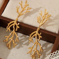 18K Gold Plated Hammered Branch Bangle - Bold Stainless Steel Textured Wide Cuff Bracelet for Women