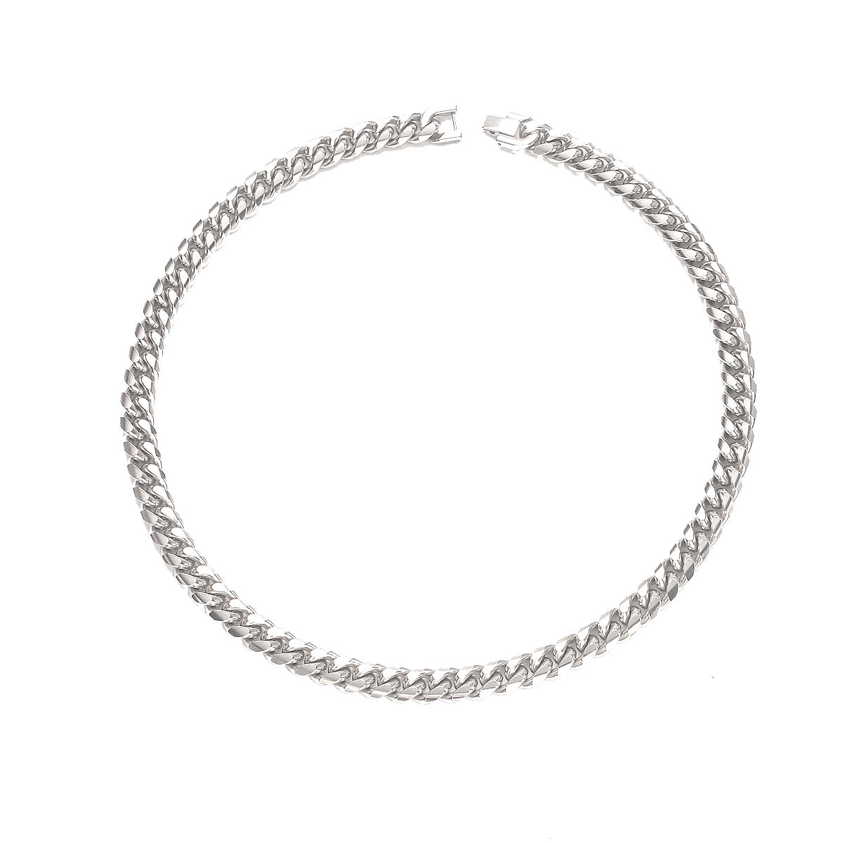 Heavyweight Titanium Steel Cuban Link Necklace – 360° Round Grinding Tightly Encrypted Chain, Hip-Hop Streetwear Jewelry with Industrial Security Buckle for Men
