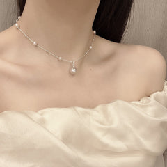 Fresh Iridescent Shell & Pearl Necklace – 18K Gold Plated Star Pendant Clavicle Chain, Niche Light Luxury Jewelry for Women