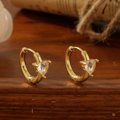 18K Gold Hollow Inverted Triangle Earrings - Geometric Zircon Leverback Hoops - Tarnish-Proof Titanium Steel Polygonal Earrings for Women