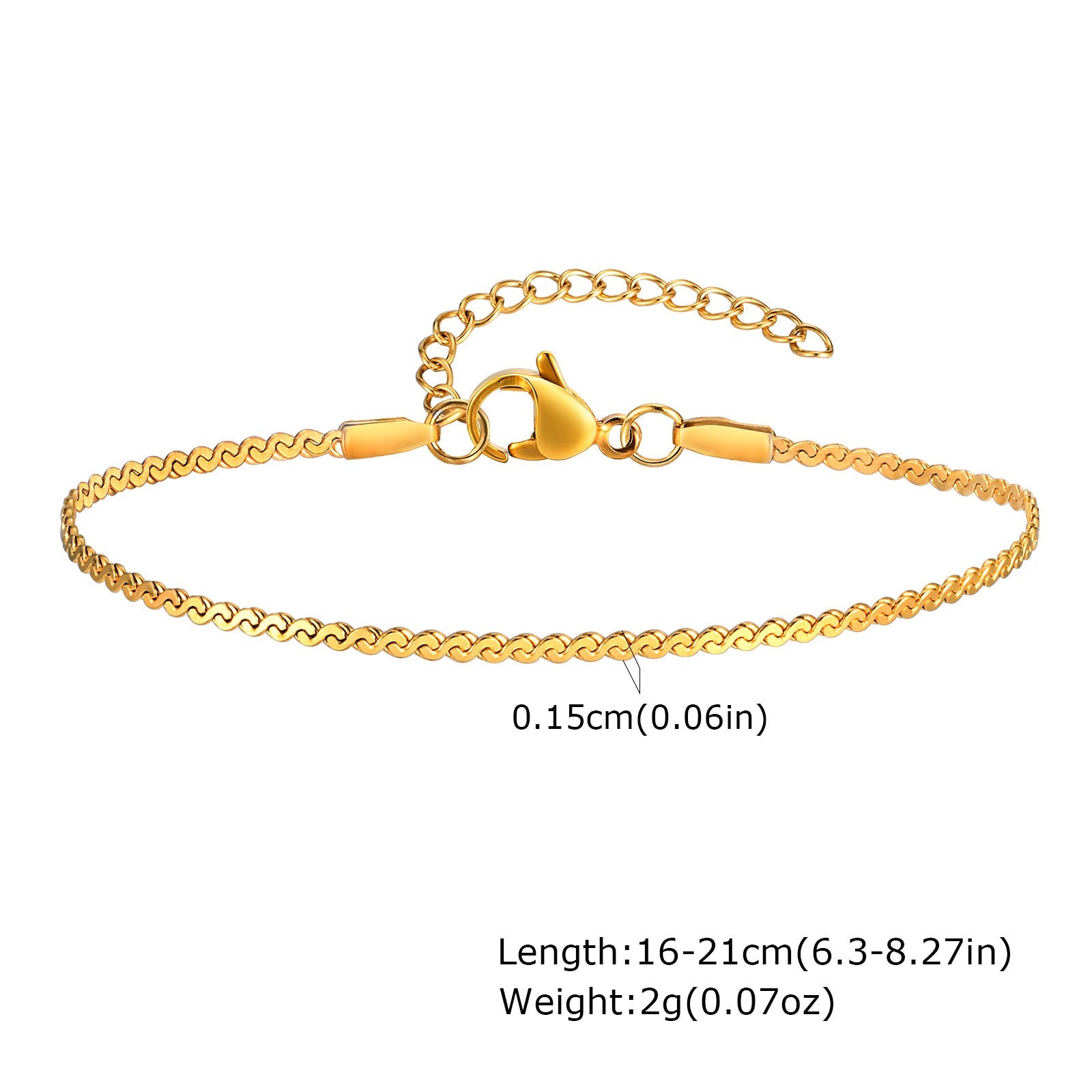 Minimalist Stainless Steel Link Bracelet – Waterproof 18K Gold Plated Basic Chain, Versatile Stackable Hand Jewelry for Women by Huanmu