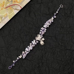 Iris Purple Butterfly String Bracelet – Hand-Woven Flower & Butterfly Charm, Sweet Niche Design High-Value Gift for Women