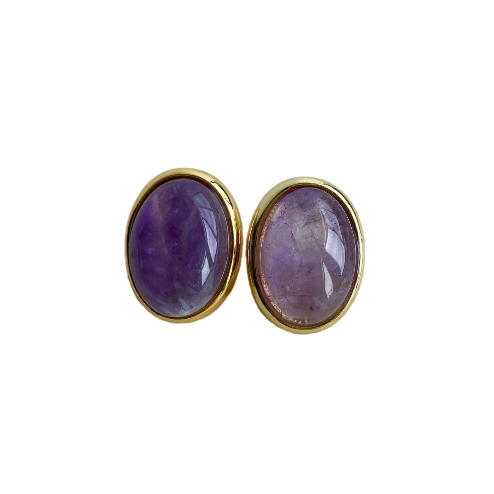 Natural Amethyst Drop Earrings in S925 Sterling Silver - Vintage Oval Purple Crystal Dangles for Women