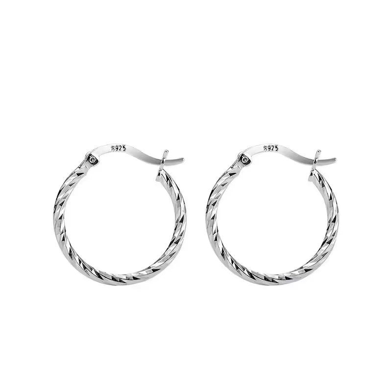 "Cross-Border" Twisted Texture Large Hoops - S925 Silver Needle High-End Circle Earrings - Personalized Minimalist Statement Jewelry