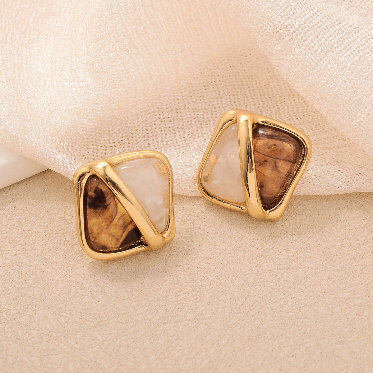 Natural Tiger Eye Drop Earrings - S925 Silver Needle Maillard Style Retro Lever-Back Earrings for Women