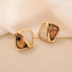 Natural Tiger Eye Drop Earrings - S925 Silver Needle Maillard Style Retro Lever-Back Earrings for Women