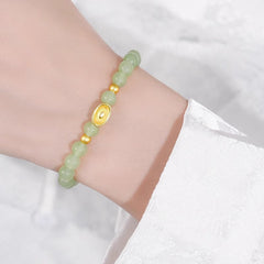 New Chinese Style Gold Ingot Transfer Bead Bracelet – 18K Gold Plated "Zhuan Yun Zhu" Lucky Charm, High-End Niche Design Bracelet for Women