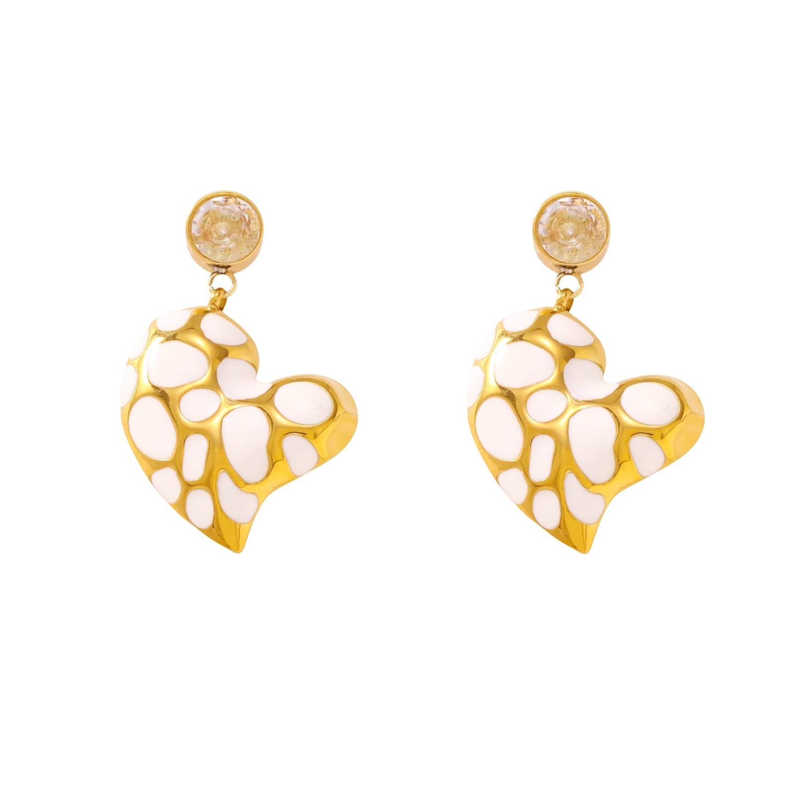 Stainless Steel Green Charm Hoop Earrings - 18K Gold Plated Sun, Heart & Rose Dangle Earrings for Women